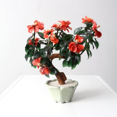 vintage Chinese art glass bonsai tree sculpture 