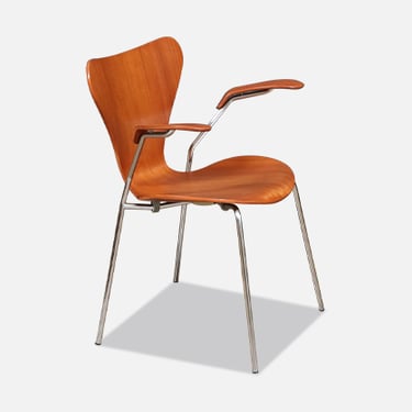 Vintage Arne Jacobsen Series-7 Teak Desk Chair for Fritz Hansen