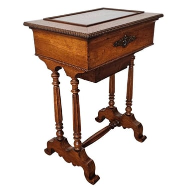 Antique French Louis Philippe Period Walnut Trestle Sewing Stand Work Table - Side Table,  Mid-19th Century circa 1830s 