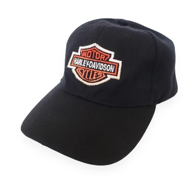 Harley Davidson hat / 90s dad hat / 1990s black Harley Davidson motorcycles strapback dad hat cap 