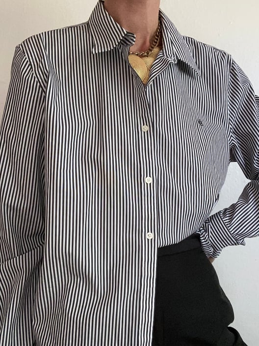 vintage classic cotton pinstripe blouse womens xl 