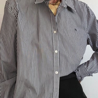 vintage classic cotton pinstripe blouse womens xl 