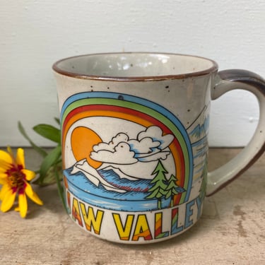 Vintage Rainbow Squaw Valley Mug, Coffee Cup, Olympic Valley, Lake Tahoe 60's Winter Olympics, Souvenir, California Mountains 