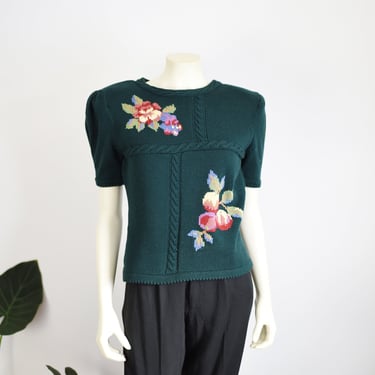 1990 Susan Bristol Floral Sweater - S 