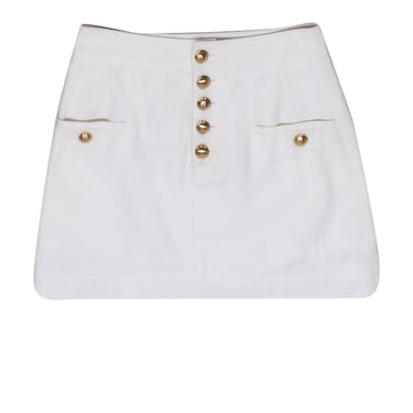 Intermix - White Denim Button-Fly Miniskirt Sz 2