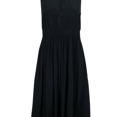 Kate Spade - Black Pleated Midi Dress w/ Tie-Back Neckline Sz 6