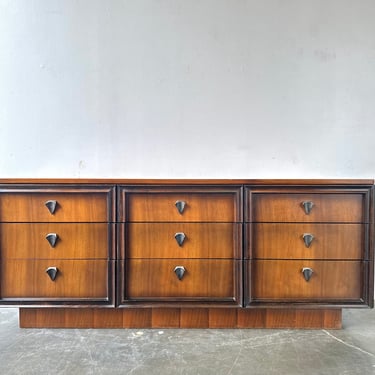 Mid Century Modern Brutalist Walnut Low Dresser 