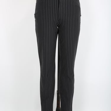 Vintage Versace Jean Couture Pants in Black with White Pinstripe Designer Streetwear 