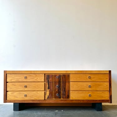 Mid Century Modern Brutalist Style Rosewood & Oak Dresser 
