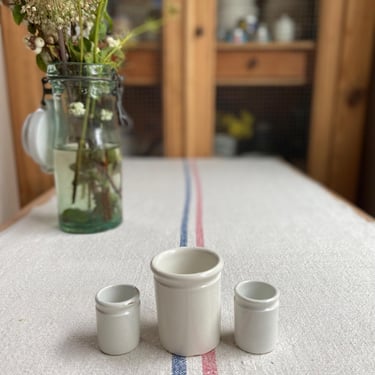 Beautiful vintage French ironstone miniature set of 3 pots- 3MP 