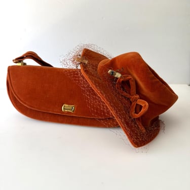 1930’s Velvet Handbag and Hat with Insects 