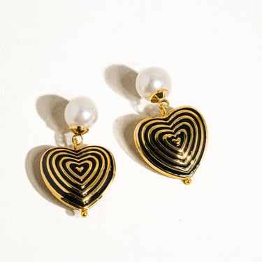Alexandre 18K Gold Vintage Pearl Dangle Heart Earring