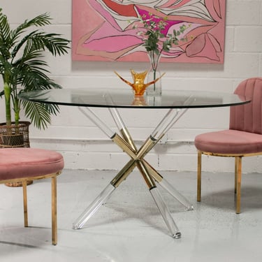 Jasmine Brass &amp; Acrylic Dining Table