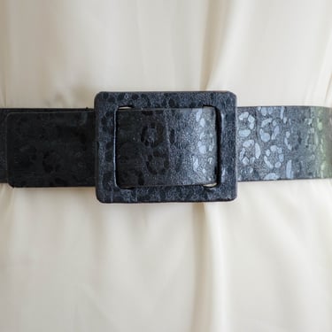 wide black belt | 90s vintage Betsey Johnson leopard print statement waist belt 