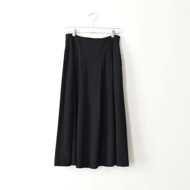 vintage black a-line skirt, flared midi skirt with pockets 