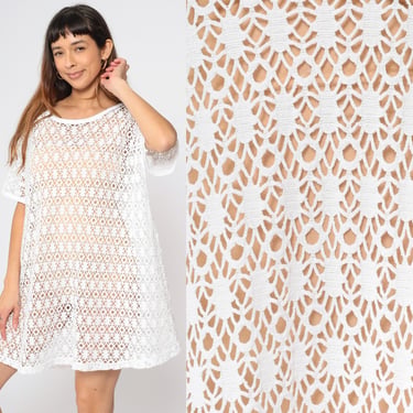 Sheer Crochet Dress Sheer White Boho Hippie CUTWORK | Shop Exile - Tucson,  AZ | ATTIC