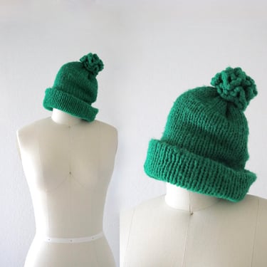 kelly pom pom beanie - vintage bright green womens beanie hat beanies hats 