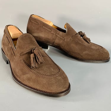 CHARLES TYRWHITT Size 9 Chocolate Brown Suede Tassels Slip On Loafers