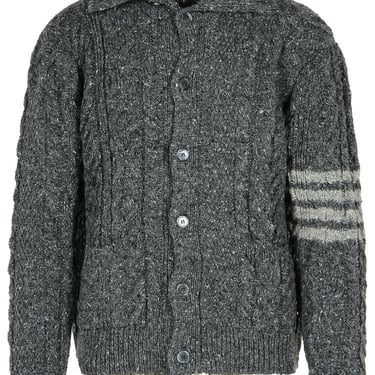 Thom Browne '4-Bar' Grey Wool Blend Cardigan Man