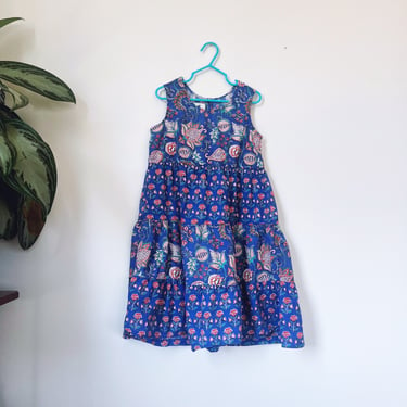 Vintage Girl’s 5T Indian Cotton Block Print Dress 