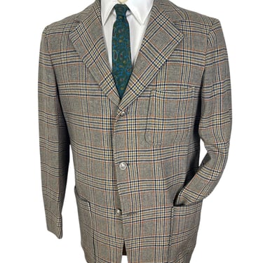 Vintage 1960s PENDLETON Wool Tweed Sack Jacket ~ 40 R ~ sport coat / blazer ~ Preppy / Ivy Style / Trad ~ Rockabilly / Mod ~ Glen Plaid 