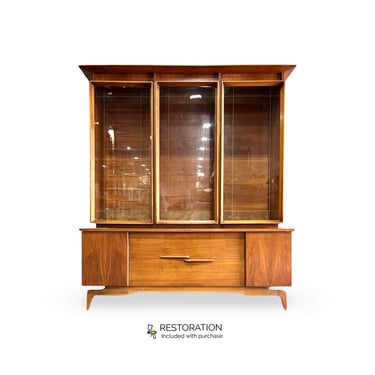 Young Manufacturing Vintage Mid Century Modern Minimalist China Cabinet Hutch c. 1960s 