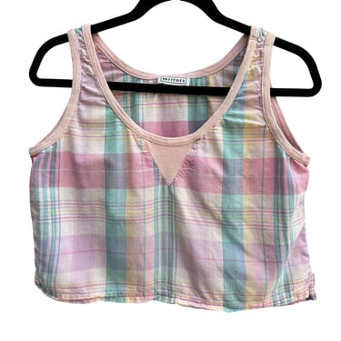 Mirrors Vintage 90s Y2K Womens Plaid Pastel Sleeveless Cropped Tank Top Shirt S
