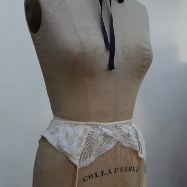 Vintage 40s 50s White Girdle Garter Belt / Girdle Skirt