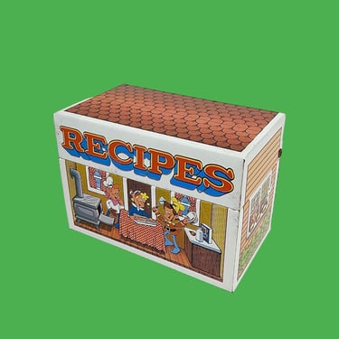 Vintage Recipe Box Retro 1980s Kellogg + Keebler Elves + Snap, Crackle, and Pop + Tin + Metal + With Recipes + Kitchen + Baking + Cooking 