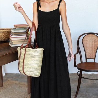Sara Tier Dress - Dot Stripe Black Organic