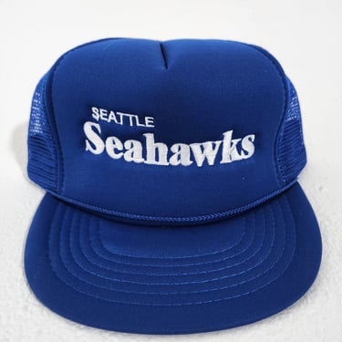 Vintage Seattle Seahawks Custom Blue Trucker Snapback Hat