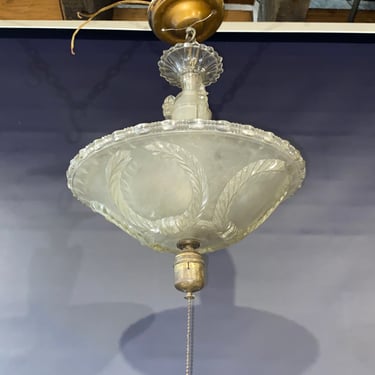 Glass Art Deco Ceiling Light with Pull Chain 12.5 x 18