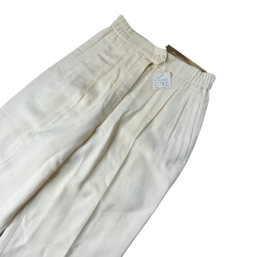 Vintage Women's Howard Wolf Beige White Wool Side Zip Trouser Pants, Deadstock Size 6 