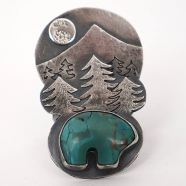 Sterling & Turquoise Mountain Bear Ring