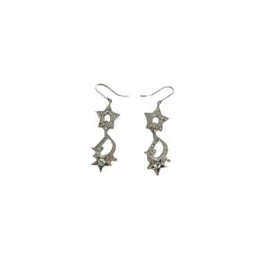 Dior Silver Rhinestone Star Dangle Earrings
