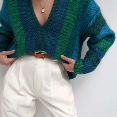 Stunning Vintage Striped Mohair Sweater