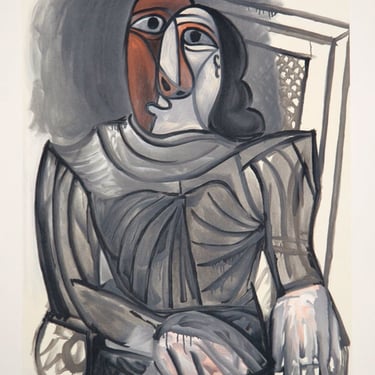 Femme Assise a la Robe Grise, Pablo Picasso (After), Marina Picasso Estate Lithograph Collection 