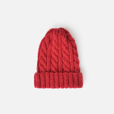 Mens Beanie Hat in Bright Red, Slouchy Winter Hat, Boyfriend Beanie, Rolled up Beanie, Customizable Beanie, Made to Order 