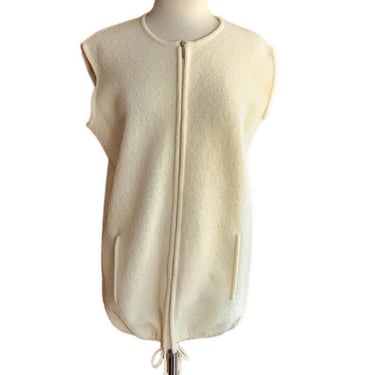 90s Rodier Cream Wool Vest Zip Closure 