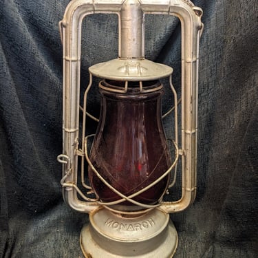 Vintage Dietz Monarch Kerosene Lantern with Red Lense