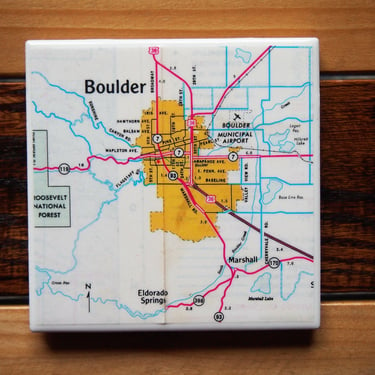 1970 Vintage Boulder Colorado Map Coaster. Colorado Vintage Map. Boulder Gift. University of Colorado. Décor Rocky Mountains. City Map Gift. 