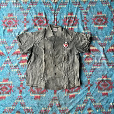 Vintage 40s Sweet-Orr ‘Ace of Spades Shrunk’ Texaco Loop Collar Work Shirt 