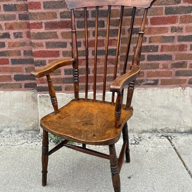 ANTIQUE ENGLISH SPINDLE HIGH BACK CHAIR W/BOBBIN ACCENTS | 43.75&quot;H X 19.75&quot;WX 17.75&quot; D
