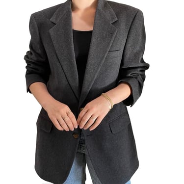 Vintage Bill Blass Black Label Cashmere Gray Oversized Soft Sport Coat Blazer 