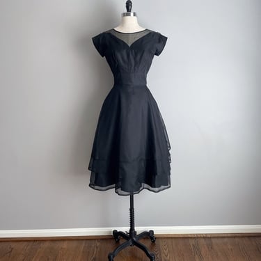 Vintage 50s Black Fit and Flare Dress 