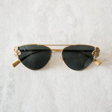 Vintage Versace &quot;Tribute&quot; Gold Gem Inlay Sunglasses