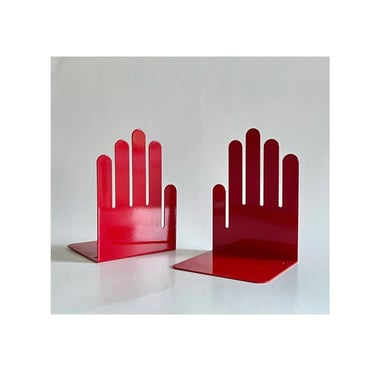 Vintage Red Hand Spectrum Designs Metal Bookend Set 