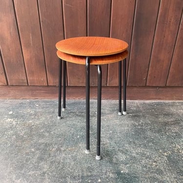 Teak Stools by Arne Jacobsen for Fritz Hansen FH Made in Denmark Vintage Mid-Century Danishg Modern 