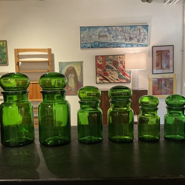 Set of 6 Green Apothecary Bottles