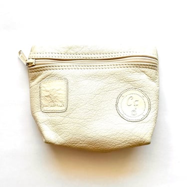 Vintage Carlos Falchi Leather Bag White Designer Pouch Patches Handbag 